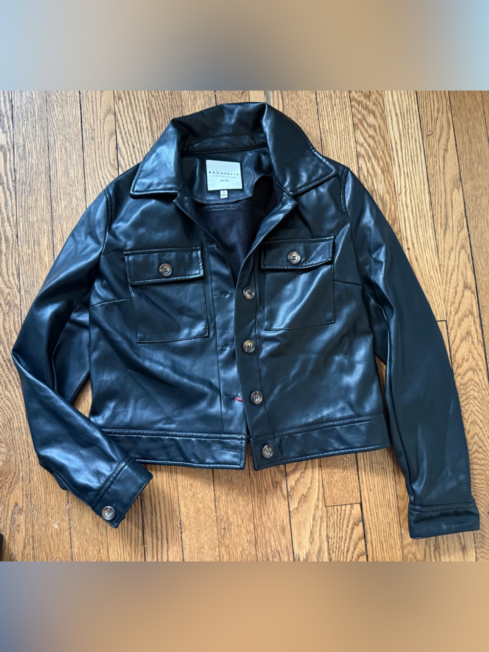 Bagatelle Black Faux Leather Jacket - Size Small